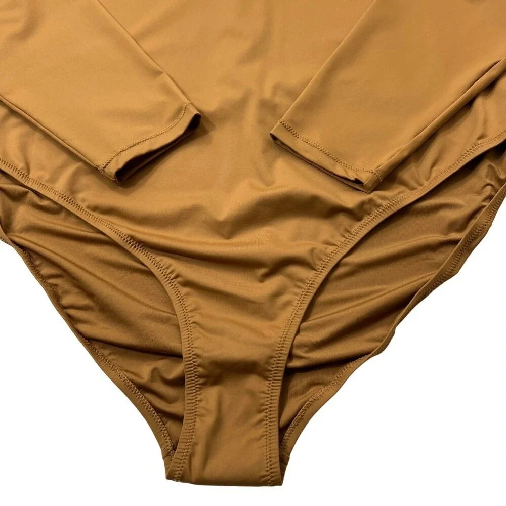 SKIMS Swim Long‎ Sleeve One Piece Almond Womens 4X